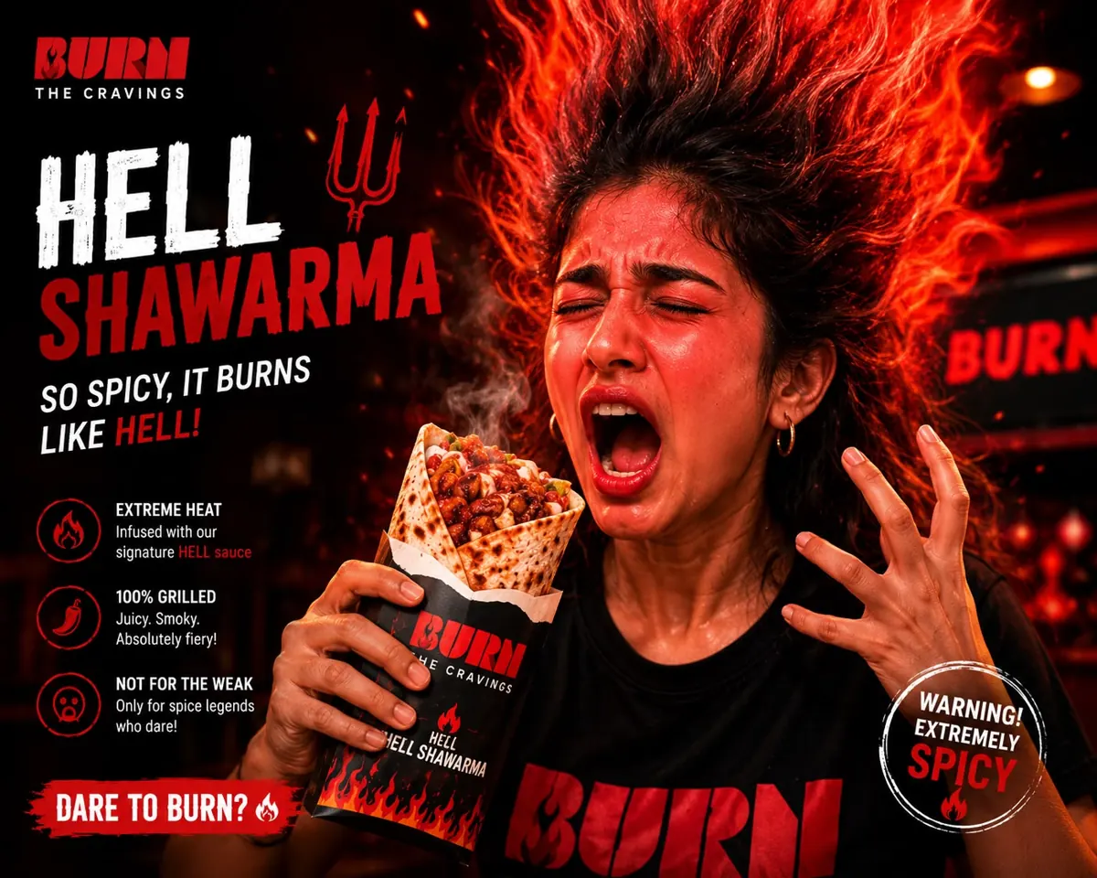 Chicken shawarma wrap freshly rolled at Burn The Cravings, Madhapur